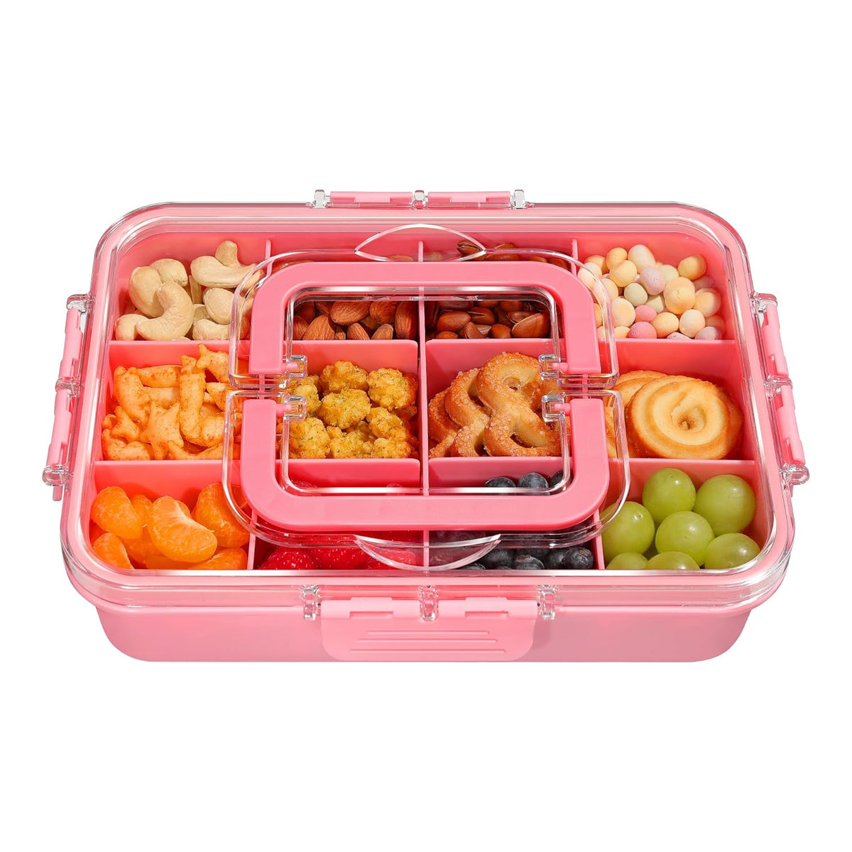 Xyptorix Snack Box Container for Kids - Adjustable 12-Compartment Snack Containers, Reusable Bento Box, Dishwasher Safe, BPA-Free, Perfect for School, Travel, Camping & Picnic, Ivory White