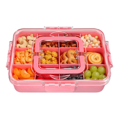 Xyptorix Snack Box Container for Kids - Adjustable 12-Compartment Snack Containers, Reusable Bento Box, Dishwasher Safe, BPA-Free, Perfect for School, Travel, Camping & Picnic, Ivory White