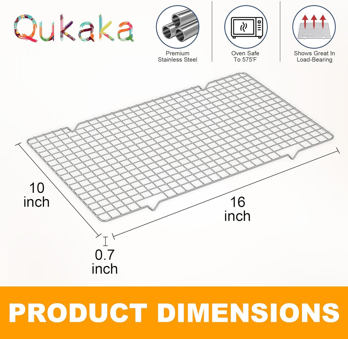 2PCS Cooling Racks for Cooking and Baking - 10" x 15"Heavy Duty Stainless Steel Wire Rack for Baking, Grilling, Roasting - Oven & Dishwasher Safe - Fits Jelly Roll Sheet Pan-Silver
