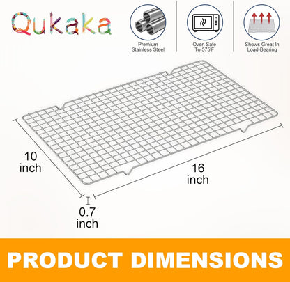 2PCS Cooling Racks for Cooking and Baking - 10" x 15"Heavy Duty Stainless Steel Wire Rack for Baking, Grilling, Roasting - Oven & Dishwasher Safe - Fits Jelly Roll Sheet Pan-Silver