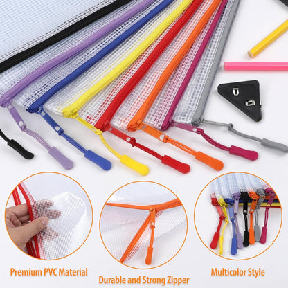YOPCDJ 24pcs Mesh Zipper Pouch File Bags Puzzle Storage Bags, A3 17x12 Inches Large Reusable Zipper Pouches for Organizing Classroom Board Game Organization
