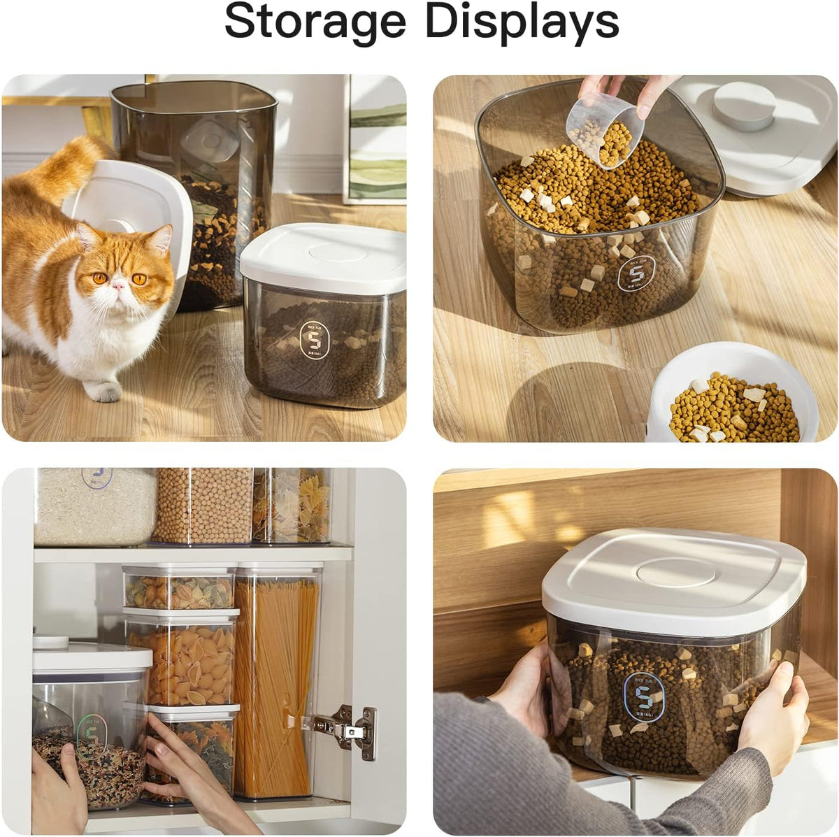 20-25 lbs Rice Dispenser,10.5 Qt/10 L/22-25 lbs Rice Container Storage with Measuring Cup & Brush Food Cereal Container Bins Household for Kitchen Pantry Organization (AY-10KG-WHITE)