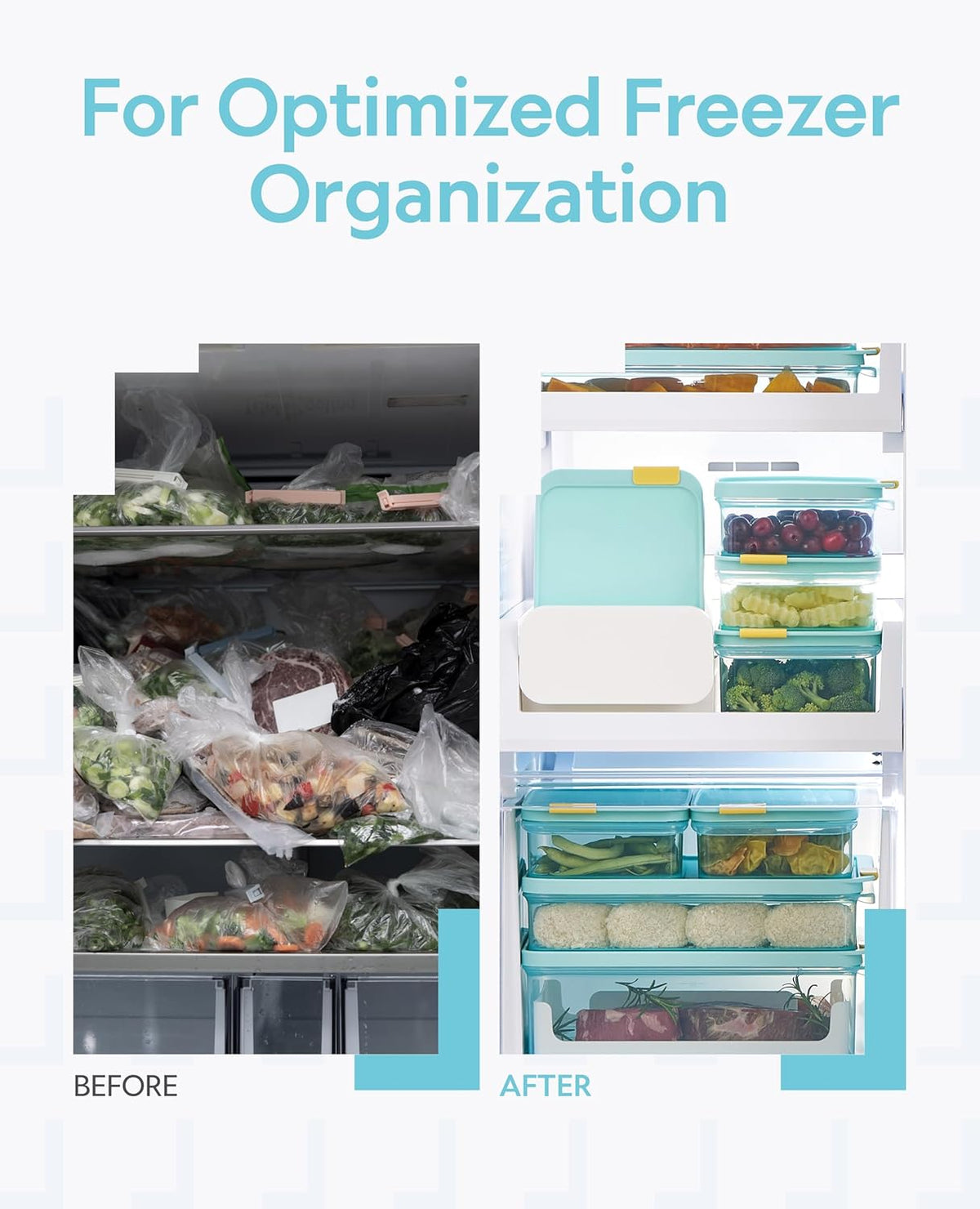 LocknLock Freezer Fit Plastic Freezer Containers | Airtight Stackable Food Storage for Meal Prep | Microwave & Dishwasher Safe | BPA Free Freezer Container with Lid, 2.2L