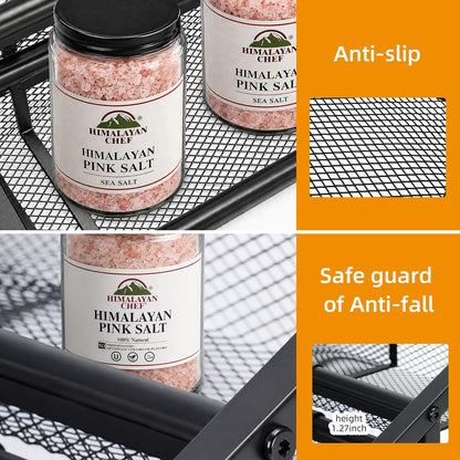 3 Tier Expandable Spice Rack Organizer for Kitchen,13.7"-23.6" Heavy Duty Spice Organization Shelf,Metal Pantry Storage Shelves Racks, Good Space for for Pantry, Counter top,Patent Pending