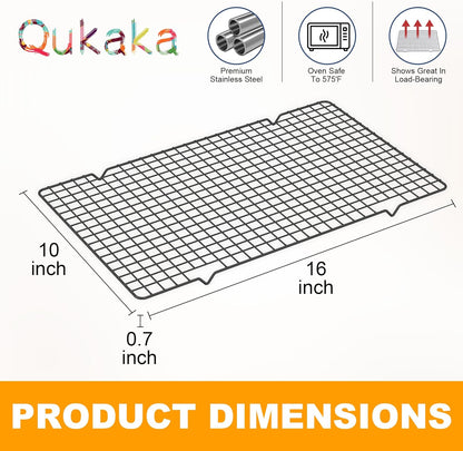 2PCS Cooling Racks for Cooking and Baking - 10" x 15"Heavy Duty Stainless Steel Wire Rack for Baking, Grilling, Roasting - Oven & Dishwasher Safe - Fits Jelly Roll Sheet Pan-Silver
