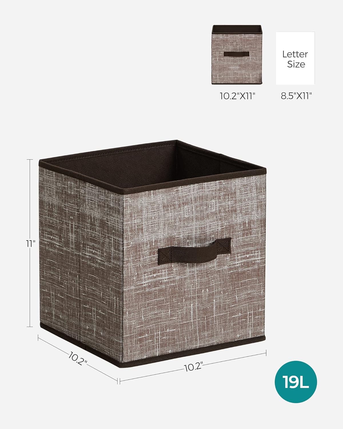 SONGMICS Storage Cubes, 11-Inch Non-Woven Fabric Bins with Double Handles, Set of 6, Closet Organizers for Shelves, Foldable, for Clothes, Cattail Gray UROB26LG