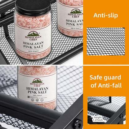 3 Tier Expandable Spice Rack Organizer for Kitchen,13.7"-23.6" Heavy Duty Spice Organization Shelf,Metal Pantry Storage Shelves Racks, Good Space for for Pantry, Counter top,Patent Pending