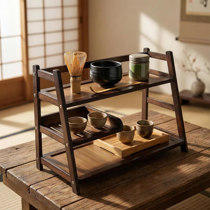 3 Tier Bamboo Matcha Station, coffee station organizer Shelf for Kitchen Countertop, Tea Bar - Matcha Powder, Tools & Cup Organizer for Matcha Lovers, Home Baristas.