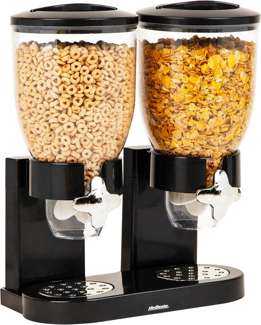 Mind Reader Double Dry Food Dispenser, 2 x 3.5L Countertop Containers for Cereal, Granola, Candy, Rice, and Coffee Beans