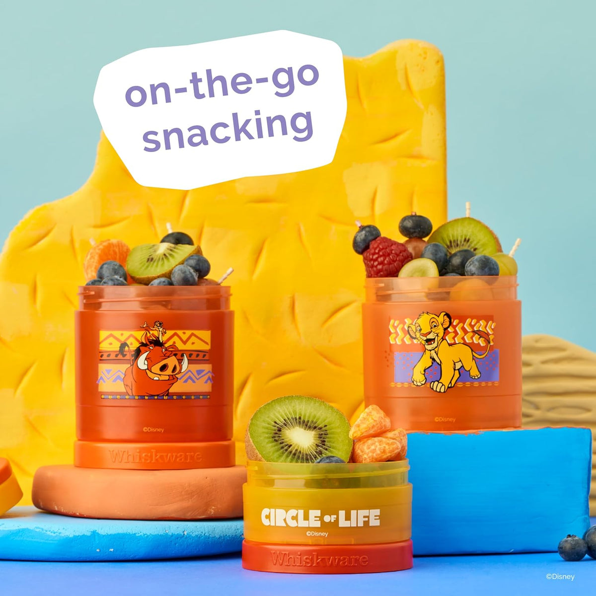 Whiskware Bluey Stackable Snack Containers for Babies, Toddlers, and Kids, 3 Stackable Snack Cups for School and Travel, Cupholder Friendly, Bluey and Bingo! Let’s Do This!