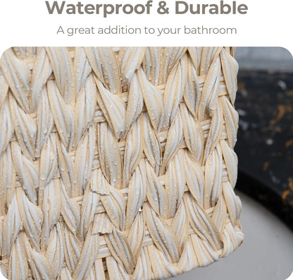 GRANNY SAYS Wicker Storage Baskets for Shelves, Wicker Baskets for Organizing, Waterproof Woven Basket for Pantry, Rectangle Basket for Shlef, Brown, 2-Pack