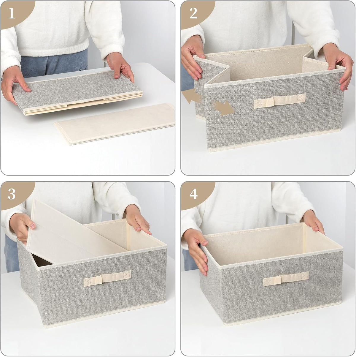 Storage Baskets, 11-Inch Woven Fabric Bins, Storage Cubes with Reinforced Handles, Organizer Bins for Closet Shelves, Foldable, for Toys, Clothes, Natural Beige (3PCS/Beige-11*11*7.8inch)