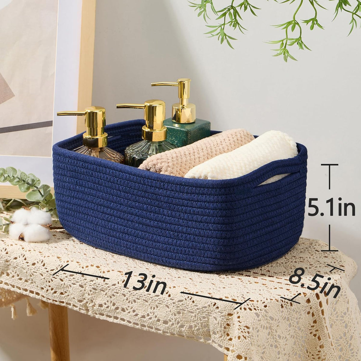 MiniArk Small Storage Baskets for Organizing | Closet Organizer Bins | Shelf Toy Basket | Woven Rope Baskets | Cube Decorative Box | Shallow Basket | L11.5xW7.5xH4.7| Brown
