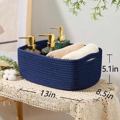 MiniArk Small Storage Baskets for Organizing | Closet Organizer Bins | Shelf Toy Basket | Woven Rope Baskets | Cube Decorative Box | Shallow Basket | L11.5xW7.5xH4.7| Brown