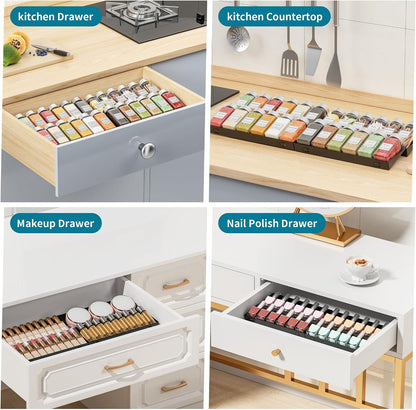 BOIVSHI Spice Drawer Organizer, 4 Tier Metal Spice Organizer for Drawer Insert, Spice Organization for Drawer, Kitchen, Countertop, Pantry (Jars Not Included)