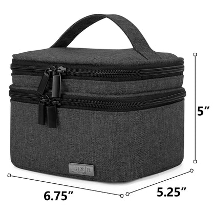 LUXJA Essential Oil Carrying Case - Holds 30 Bottles (5ml-30ml, Also Fits for Roller Bottles), Double-Layer Organizer for Essential Oil and Accessories, Black (Bag Only)