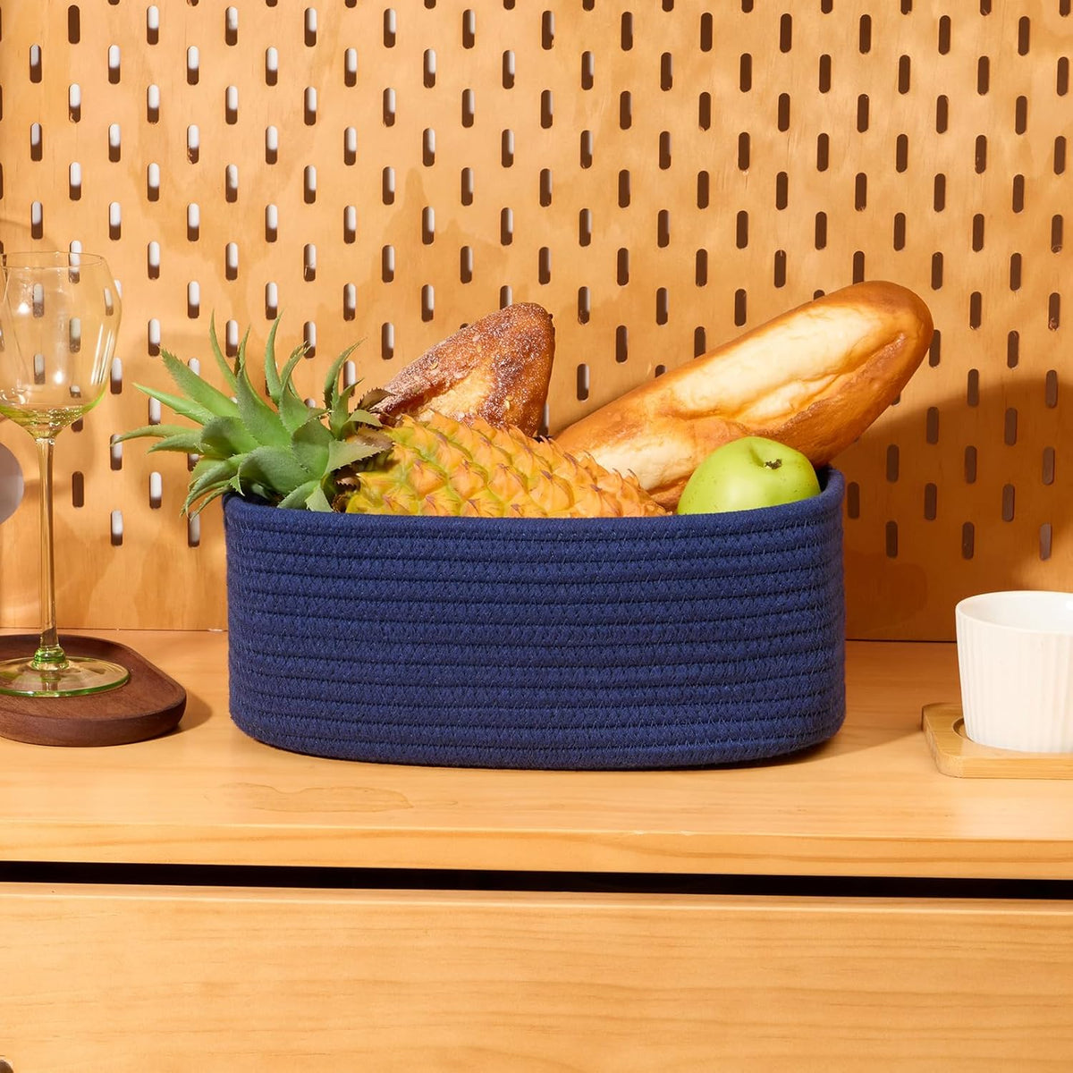 MiniArk Small Storage Baskets for Organizing | Closet Organizer Bins | Shelf Toy Basket | Woven Rope Baskets | Cube Decorative Box | Shallow Basket | L11.5xW7.5xH4.7| Brown