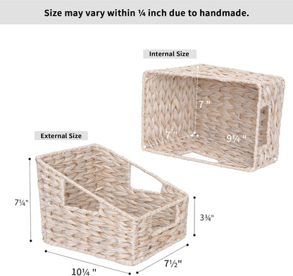 GRANNY SAYS Wicker Basket with Handles, Trapezoid Decorative Baskets, Woven Storage Baskets for Shelves, Nature, 2-Pack Wovenbaskets-TB5 Medium