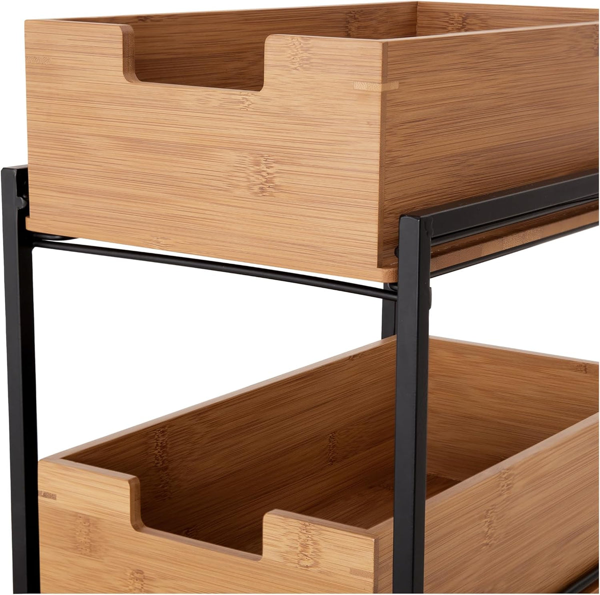 Seville Classics Bamboo Premium Organizer Storage Bins for Kitchen Silverware, Pantry, Closet, Office Desk, Pens, Utensils, Makeup, K Cup, Bamboo, Bag Holder Bin Set