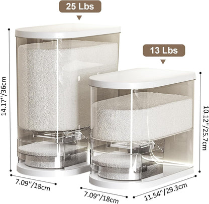 SYNCVIBE Rice Dispenser 22-25 Lbs Rice Storage Container with Measuring Cup Moisture Proof, Large Cereal Dry Food Storage, Household Airtight Food Dispenser Bucket for Kitchen Pantry Organization