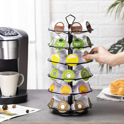 FlagShip K cup Holder Carousel 3 Tier for Keurig Pod Holder Metal DIY Install Small for K-cup Storage Stand 21 K Pod Storage