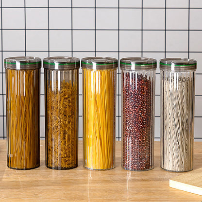 Clear Plastic Pasta Storage Container with Lid, Airtight Spaghetti Food Storage Box Noodle Canister Suit for Flour, Sugar, Black, Pasta, Noodle, Cereal