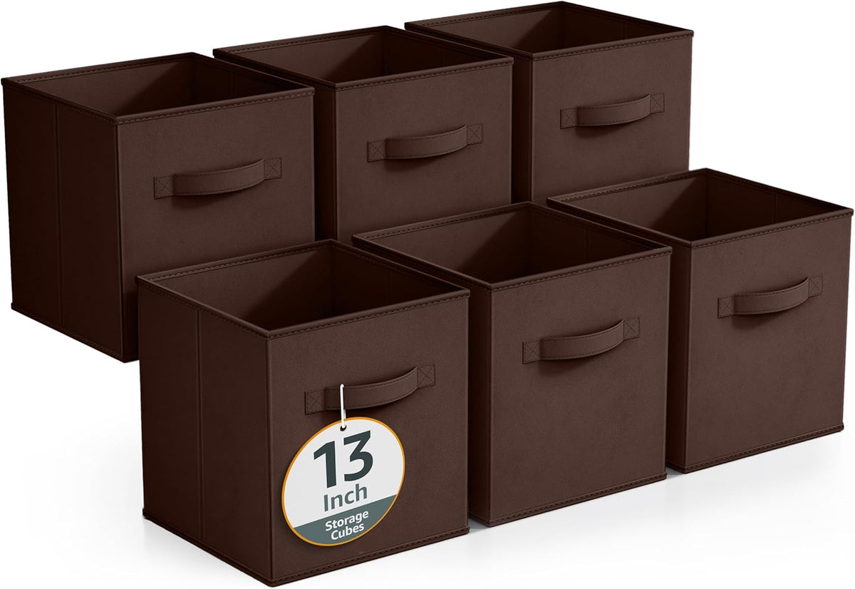 Sorbus Foldable Storage Cubes - 6 Fabric Baskets for Organizing Pantry, Closet, Shelf, Nursery, Playroom, Toy Box, Cubby -11 Inch Dual Handle Collapsible Closet Organizers and Storage Bins (Navy Blue)