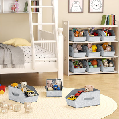 Homsorout Fabric Closet Storage Cubes - Square Storage Bins with Dual Handles for Clothes, Towels, Toys, Cube Storage Organizers for Bedroom, Nursery, Shelves, Closet, Small Spaces, Beige