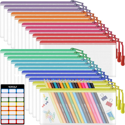 YOPCDJ 24pcs Mesh Zipper Pouch File Bags Puzzle Storage Bags, A3 17x12 Inches Large Reusable Zipper Pouches for Organizing Classroom Board Game Organization