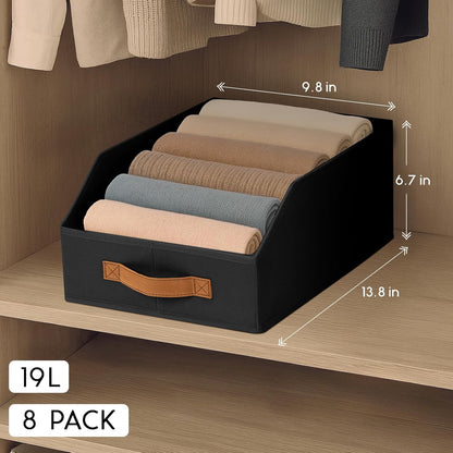 Homsorout Fabric Storage Bins for Organizing - Large Trapezoid Collapsible Storage Bins with Front Handle, Closet Organizers and Storage for Bedroom, Home Shelves, Small Spaces, Beige
