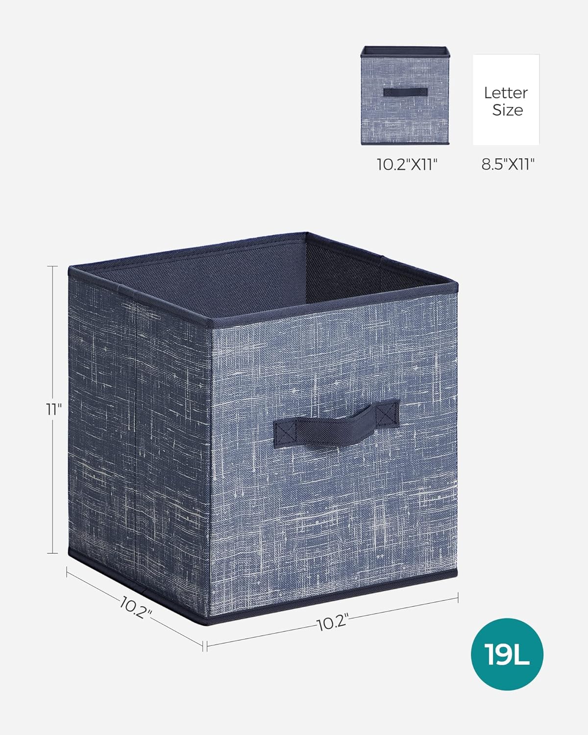 SONGMICS Storage Cubes, 11-Inch Non-Woven Fabric Bins with Double Handles, Set of 6, Closet Organizers for Shelves, Foldable, for Clothes, Cattail Gray UROB26LG