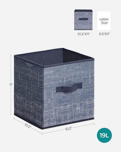 SONGMICS Storage Cubes, 11-Inch Non-Woven Fabric Bins with Double Handles, Set of 6, Closet Organizers for Shelves, Foldable, for Clothes, Cattail Gray UROB26LG