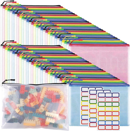 YOPCDJ Mesh Zipper Pouch Bags A4 Zipper Bags for Classroom Organization, Waterproof Document Zipper Pouches for Cosmetics, Travel Storage File Bags for Office Supplie