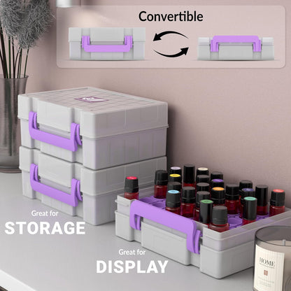 GPG2 Essential Oil Organizer for 35 Bottles, Hard Shell Storage Case with Shelf Display Lid & Travel Handle, Fits 5ml/10ml/15ml, Roller Bottles, Compatible with Top Brands, Teal