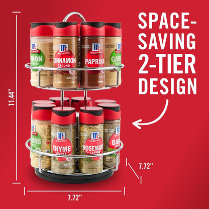 McCormick Spice Rack, Two Tier Chrome, Featuring 16 Herbs & Spices for Everyday Cooking, Great Gift for Housewarming, Wedding & Bridal Shower, 26.09 oz