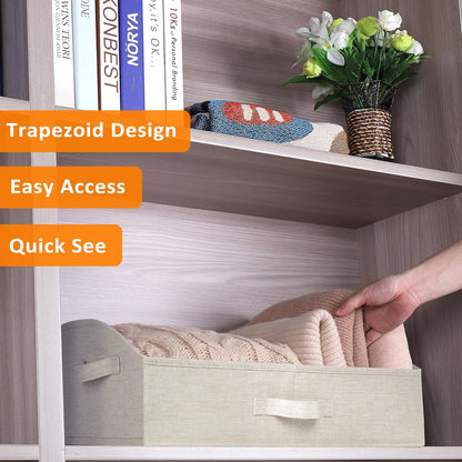 WUIKE Closet Organizers and Storage, Trapezoid Storage Bins, Fabric Closet Bins with Handles, Foldable Storage Baskets for Clothes, Purse, Blanket, Herringbone Gray, Extra Large