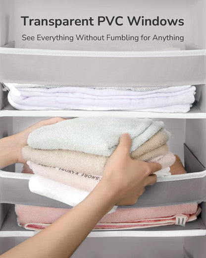 ULG Over The Door Organizer with 6 Large Pockets 12 Side Pockets, 50lbs Weight Capacity Door Hanging Organizer for Bedroom, Bathroom, Pantry, Nursery Storage, Beige