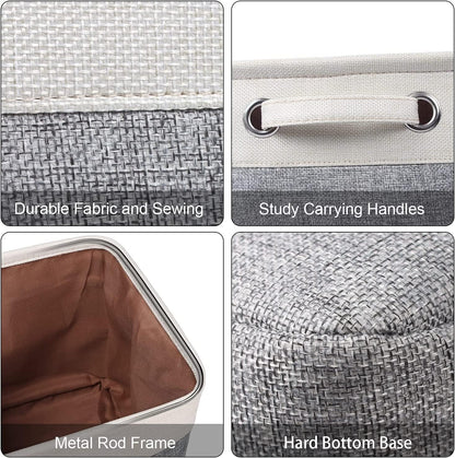 Foldable Storage Bin Collapsible Basket 12" x 10" x 9.5" Cube Storage Organizer Bins with Dual Carry Handles for Home Closet Shelves Drawers Organizer, Set of 3, Grey