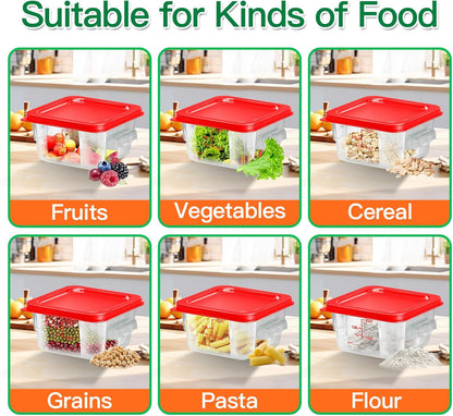 4 pcs 4qt Food Storage Containers with Lid, Square Clear Commercial Food Storage Containers with Handle and Scale for Food Storage in Home Kitchen & Dining (Green)
