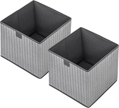 Storage Baskets, 11-Inch Woven Fabric Bins, Storage Cubes with Reinforced Handles, Organizer Bins for Closet Shelves, Foldable, for Toys, Clothes, Natural Beige (3PCS/Beige-11*11*7.8inch)