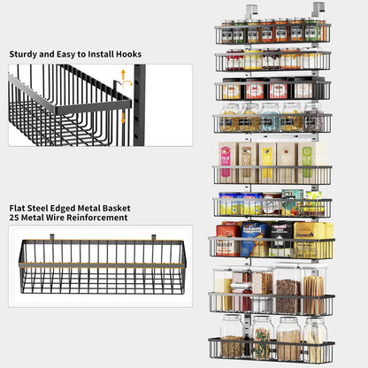 Moforoco White Over The Door Pantry Organizer, Pantry Organization and Storage, Metal Hanging Spice Rack Shelves Door, Seasoning Shelves, Laundry Room Organization, House and Kitchen Essentials