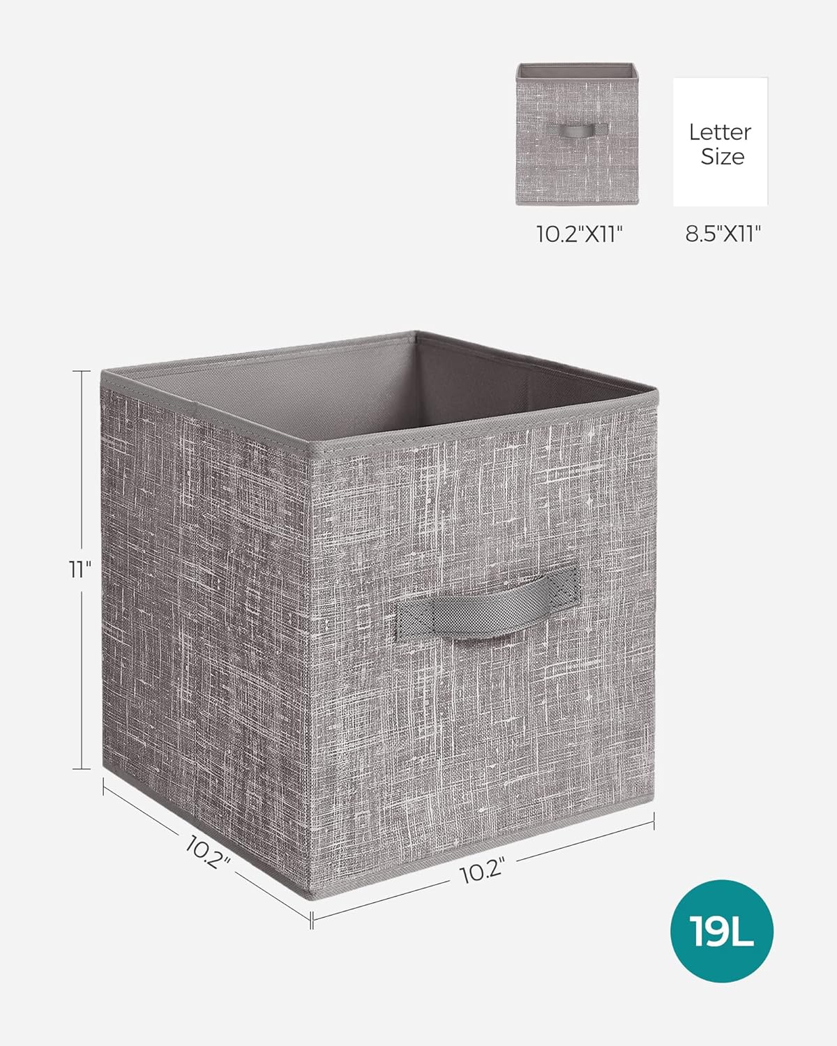 SONGMICS Storage Cubes, 11-Inch Non-Woven Fabric Bins with Double Handles, Set of 6, Closet Organizers for Shelves, Foldable, for Clothes, Cattail Gray UROB26LG