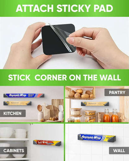 Skywin Adhesive Foil and Plastic Wrap Organizer Includes 2 Holders, Fits Box Width up to 2.4in/61mm, Heavy Duty Aluminum Foil Organization and Storage (White)