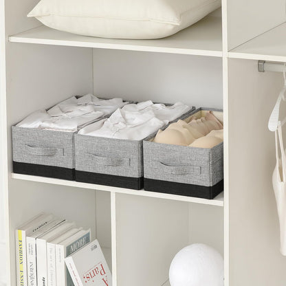Linen Folding Storage Bins, 3 Pack Large Storage Baskets, Washable, Clothing Storage Bins with Handle, Closet Organizer for Storage Sweater,Sheets(Beige, 18½"x11 x8½)