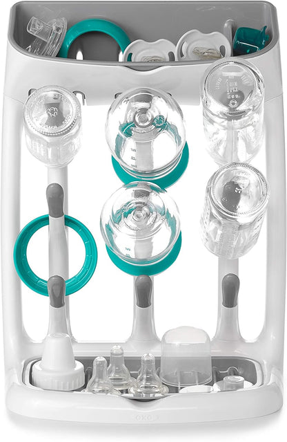 OXO Tot Expandable Drying Rack – Space-Saving Drying Rack | Newborn and Baby Essentials | Breastfeeding Essentials | Dry Baby Bottles | Save Space in Kitchen