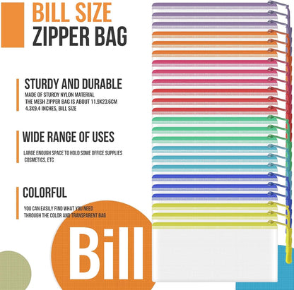 YOPCDJ 24pcs Mesh Zipper Pouch File Bags Puzzle Storage Bags, A3 17x12 Inches Large Reusable Zipper Pouches for Organizing Classroom Board Game Organization