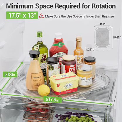 LAMU Lazy Susan Organizer 14.56''x11'' for Refrigerator Organizers and Storage Fridge Organization, Turntable Condiment Organizer for Kitchen, Table Top, Cabinet, Pantry, Countertop