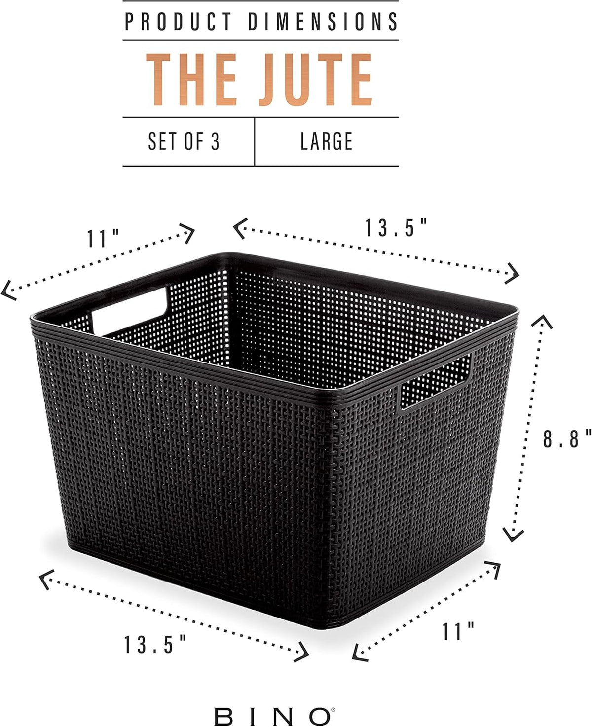 BINO | Woven Plastic Basket | Small (Natural), 5-Pack | THE JUTE COLLECTION | Home Organization, Space - Saving Storage, Stylish Design | Jute Basket | Plastic Storage Basket