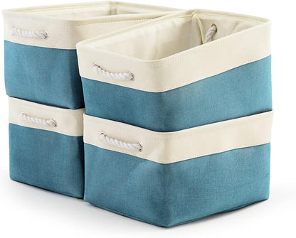 Fabric Storage Bins 12x8x5 inch [6-Pack] with Rope Handles - Decorative Baskets for Organizing