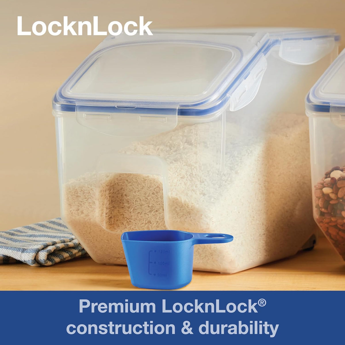 LOCK & LOCK Easy Essentials Food lids (flip-top) / Pantry Storage/Airtight containers, BPA Free, top-16.5 Cup-for Cereal, Clear